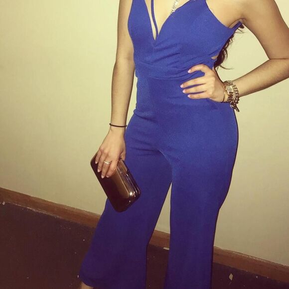 Windsor Women's Blue Strappy Cut out Jumpsuit - Picture 1 of 8